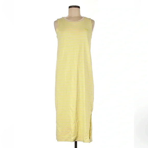 VANS Yellow Mini Checks Jersey Cotton Dress Midi Striped Lemon Tonic Size M NWT - Picture 7 of 7